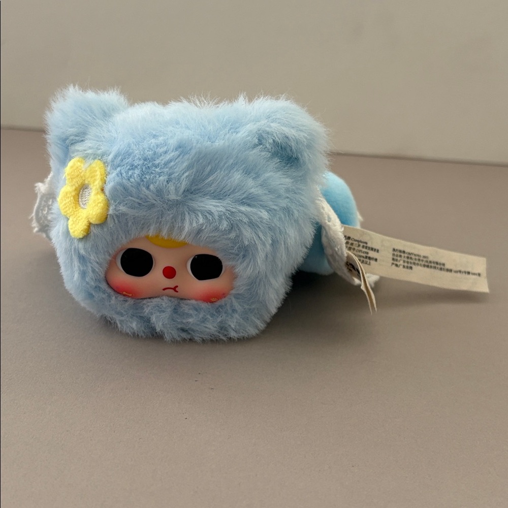 🟢 Baby Three Cute Blue Flower Hair Tie with Yellow Flower